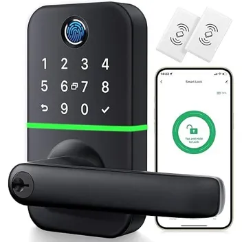 Kucacci Keyless Fingerprint Keypad Smart Door Lock with Handle, Cards