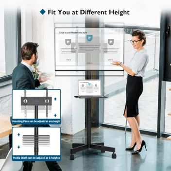 Bontec 23-60" VESA Mobile TV Cart with Shelf