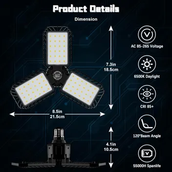 Inscrok 60W 6000lm Deformable LED Garage Lights