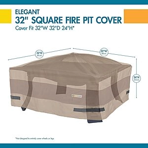 Covers Classic Accessories LFPS3232 Fire Pit Cover, 30"W x 30"D x 24"H, Swiss Coffee Amazon