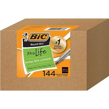 BIC Round Stic Xtra Life Ballpoint Ink Pens (144-Count)