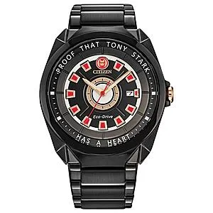 Eco-Drive Tony Stark I Love You 3000" Black IP Stainless Steel Watch