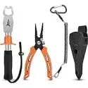 Split Ring Fishing Plier Set with Fish Lip Gripper & Scale Combo