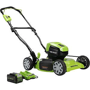 Greenworks 40V 19-inch Brushless Walk-Behind Lawn Mower W/ 4.0 Ah Battery and Charger, 2524902AZ,, , Walmart