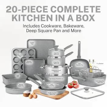 20 Pc Kitchen Pots and Pans Set Non Stick Cookware Set