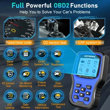 Autophix OM129 Pro 2-in-1 Battery Tester OBD2 Scanner