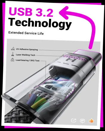 Lisen 3.2A USB-A to USB-C Cable (: 3.3ft