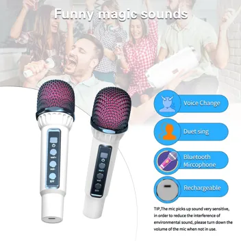 Bonaok Karaoke Portable Bluetooth Speaker w/ 2x Wireless Microphones