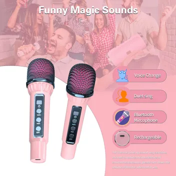 Bonaok Karaoke Portable Bluetooth Speaker w/ 2x Wireless Microphones