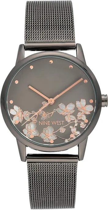 Nine Floral Dial Mesh Bracelet Watch