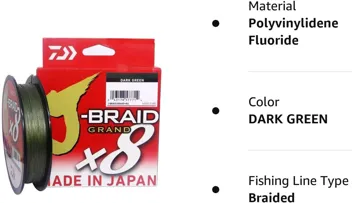 J-Braid Grand 8X 300 yards 20 lb test, dark green (fishing)