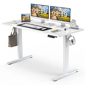 Standing Desk Adjustable Height, 48 x 24 Inchs Electric Standing Desk with 3 Memory Presets, Adjustable Desk Stand Up Desk with T-Shaped Bracket, Ergonomic Computer Desk