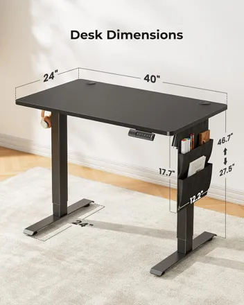 48" Marsail Adjustable Electric Standing Desk w/ Storage Bag (Rustic)