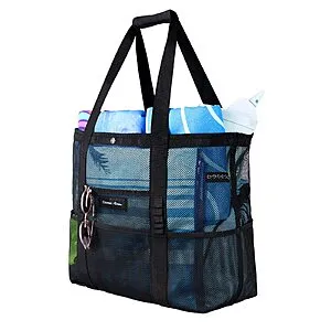 Diveblues Mesh Beach Bag for Women, Lightweight Travel Foldable Tote Bag