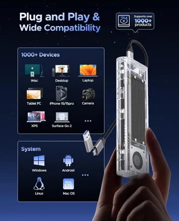 Orico Blue 40Gbps M.2 NVMe SSD Enclosure with Built-in Cooling Fan