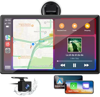 Lamtto 9" 1600x600 Apple CarPlay & Android Auto Wireless Car Stereo with 4k Dash Cam, 1080p Backup Cam