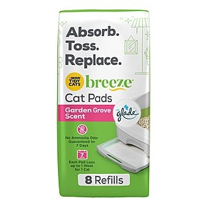 Tidy Cats Breeze with Glade Garden Grove Scent Cat Litter Pads 8ct. Refill Pack - (1) 8 ct. Pouches