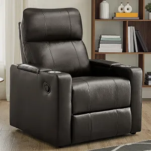 Mainstays Faux Leather Home Theater Recliner (Brown) with USB Charging Ports