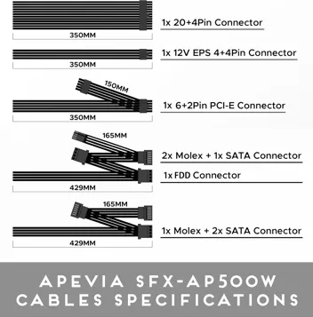 Apevia SFX-AP500W 500 watt sfx power supply