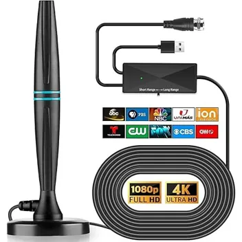 380mi Range Indoor Amplifiied TV Antenna with 18ft Cable