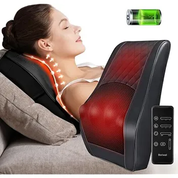 Boriwat Heated 3D Kneading Cordless Neck Massager with Remote