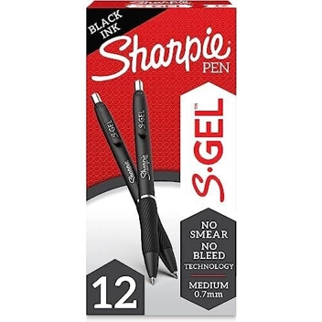 Sharpie S-Gel Medium Point 0.7mm Gel Pens (12ct, Black Ink)