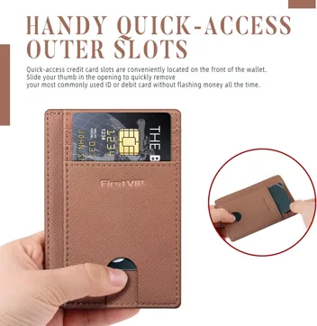 Slim Minimalist Front Pocket RFID Blocking Leather Wallets