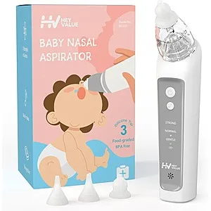 Electric Baby Nasal Aspirator w/ Adjustable Suction & 3 Silicone Tips