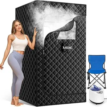 X-Vcak Portable Steam Sauna Box Tent with Steamer, Chair