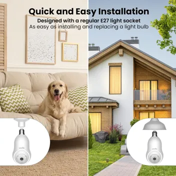 Wansview 2K WiFi PTZ 360 Auto Tracking Light Bulb Security Camera (Works with Alexa & Google Assistant)