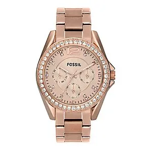 Riley Quartz Stainless Steel Multifunction Watch (Rose Gold Glitz)