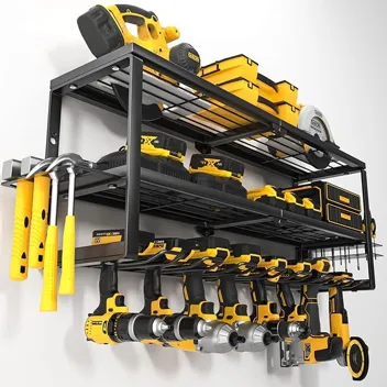3-Tier 32" Wall Mounted Power Tool Organizer with 6x Drill Slots