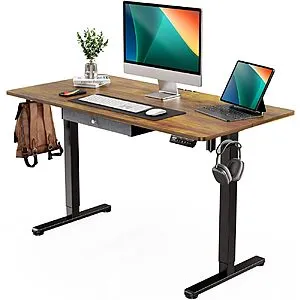 48"x24" Electric Standing Desk w/ Drawer (Vintage Brown)