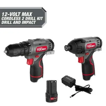 Tough 12V Max Cordless Drill and Impact Driver Combo Kit (2-Tools)