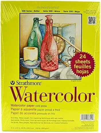 9x12 Strathmore 300 Series Watercolor Paper Pad (12 sheets) w/ Prime