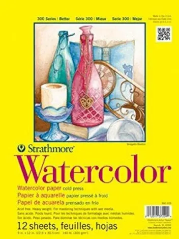 9x12 Strathmore 300 Series Watercolor Paper Pad (12 sheets) w/ Prime