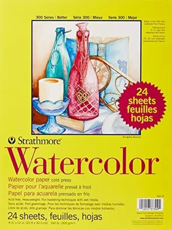 9x12 Strathmore 300 Series Watercolor Paper Pad (12 sheets) w/ Prime