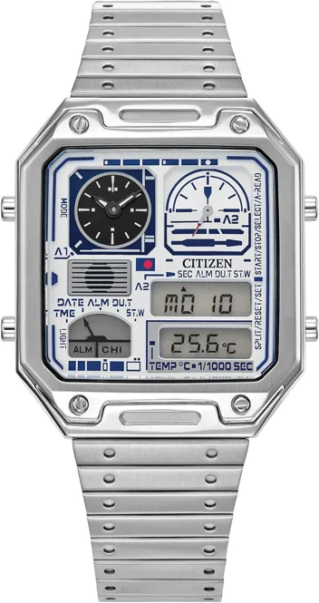 Star Wars Vintage Ana-Digi Quartz Stainless Steel Watch, Rectangular