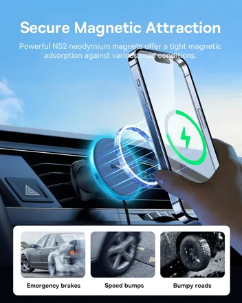 2-in-1 15W MagSafe Magnetic Car Mount & Wireless Charger