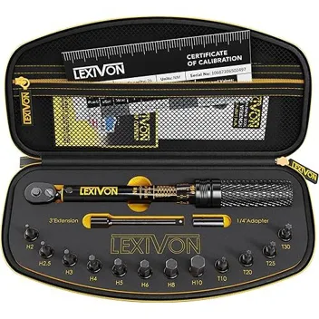 Lexivon 1/4" Bike Torque Wrench 72-Tooth Gear Drive Kit (15-Piece)