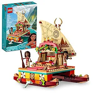 Disney Princess Moana's Wayfinding Boat Building Toy 43210 Disney Princess Toy Set with Moana and Sina Mini-Dolls