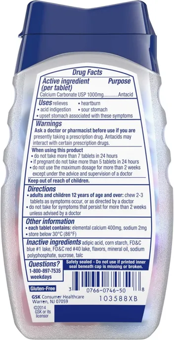 TUMS Ultra Strength Chewable Antacid Tablets (72-Count)