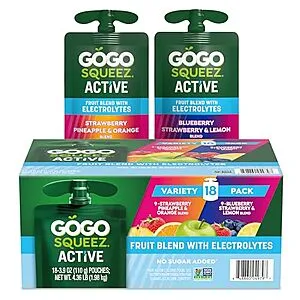 [S&S]: 18-Count GoGo squeeZ Active Fruit Blend with Electrolytes (Variety Pack)