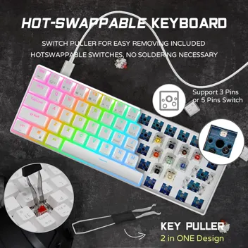 RK Kludge RK61 60% Wired Mechanical Gaming Keyboard w/ Red Switches