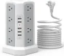 16-Outlet 5-USB 6ft Cord Surge Protector Power Strip Tower