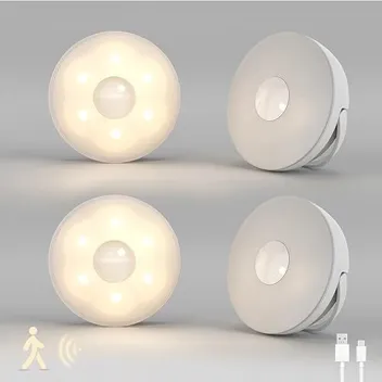 Motion Sensor LED Night Lights (USB-C Rechargeable, Magnetic/Adhesive Holding)