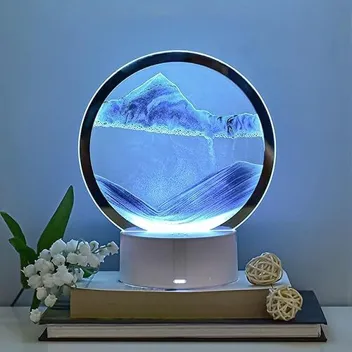 Crlkssjx 3D Moving Sand Art Hourglass Lamp (7 Changeable Color Lights)