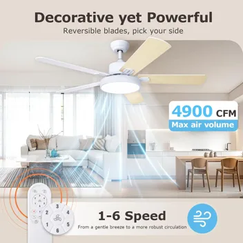 52" 24db DC Reversible Motor Dimmable Ceiling Fan Light