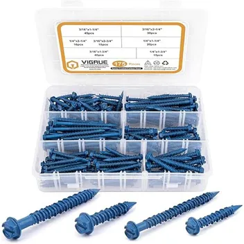 Vigrue 175-Piece Slotted Hex Concrete Screws Assortment Kit