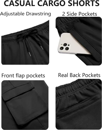 Coofandy Elastic Waist Drawstring Cargo Shorts